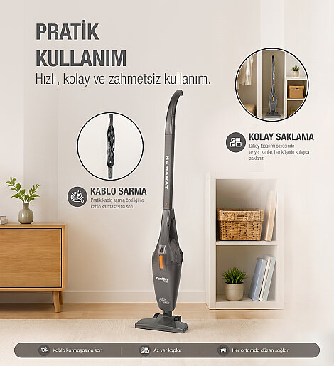 Fantom Hamarat P 1500 Toz Torbasız Dikey Süpürge Antrasit - 13