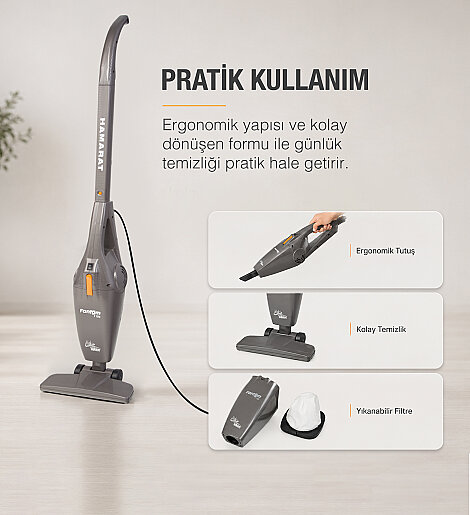 Fantom Hamarat P 1500 Toz Torbasız Dikey Süpürge Antrasit - 6