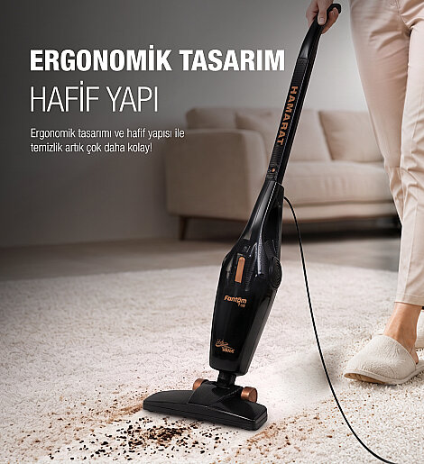 Fantom Hamarat P 1500 Toz Torbasız Dikey Süpürge Siyah - 9
