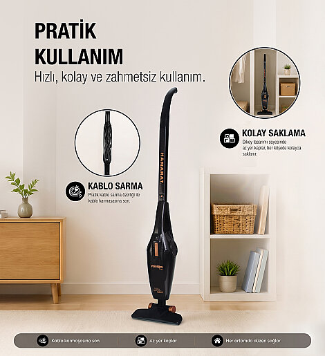 Fantom Hamarat P 1500 Toz Torbasız Dikey Süpürge Siyah - 12