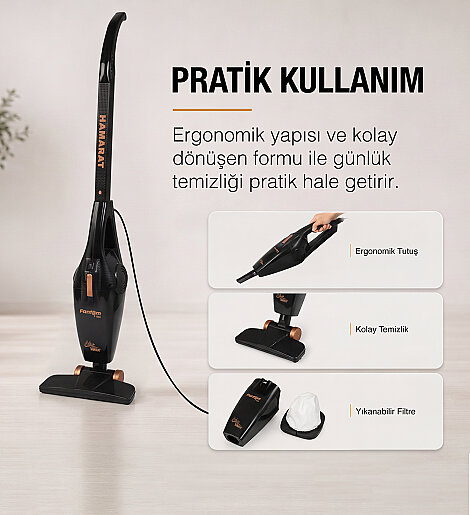 Fantom Hamarat P 1500 Toz Torbasız Dikey Süpürge Siyah - 6