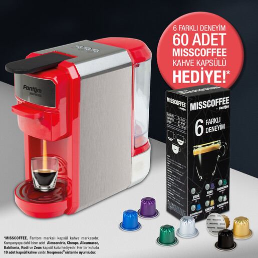 Fantom Mıxpresso Ks 1450 Mısscoffee Hediyeli Kutu Kırmızı - Thumbnail