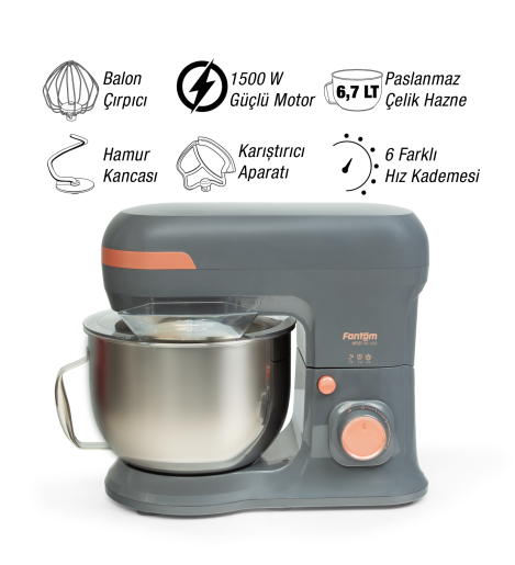 Fantom Nfest Hm 1500 Stand Mıxer Antrasit - Fantom