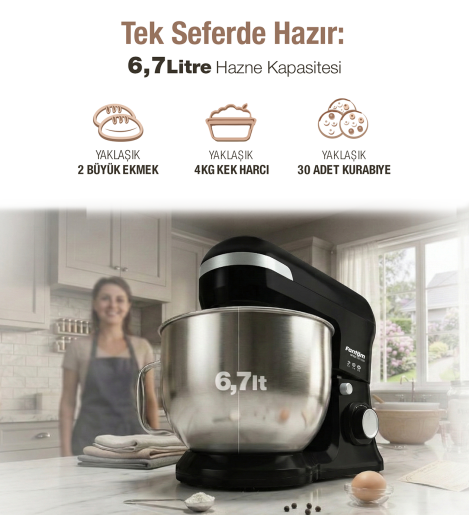 Fantom Nfest Hm 1500 Stand Mıxer Siyah - 7