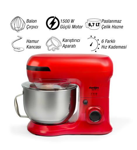Fantom Nfest Hm 1500 Stand Mıxer Kırmızı - 1
