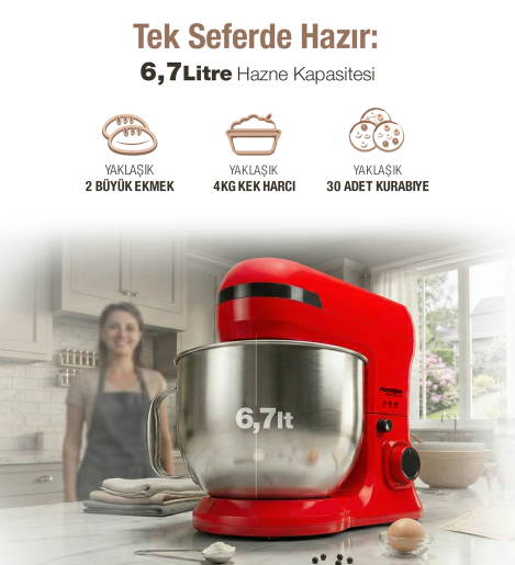 Fantom Nfest Hm 1500 Stand Mıxer Kırmızı - 7