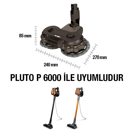 Fantom Pluto Elektrikli Islak Mop Başlık Antrasit - 2