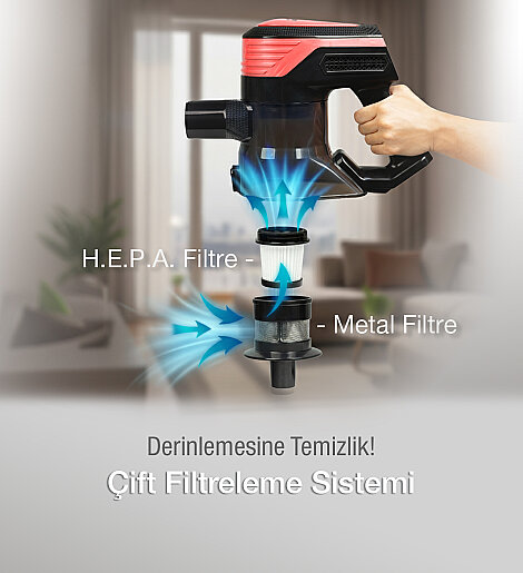 Fantom Pluto P 6000 Cyclone Dikey Elektrıkli Süpürge Amber Kırmızı - 10