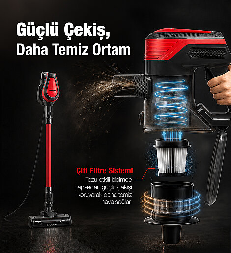 Fantom Pluto P 6000 Cyclone Dikey Elektrıkli Süpürge Amber Kırmızı - 10