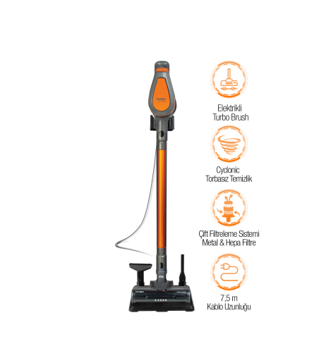 Fantom Pluto P 6000 Cyclone Dikey Elektrikli Süpürge Antrasit - Fantom