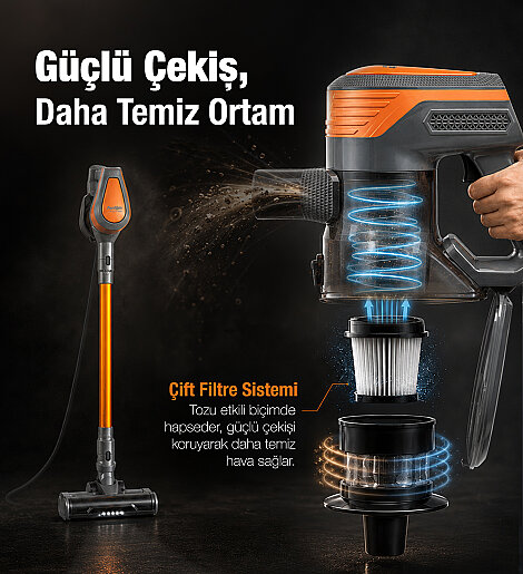 Fantom Pluto P 6000 Cyclone Dikey Elektrikli Süpürge Antrasit - 10