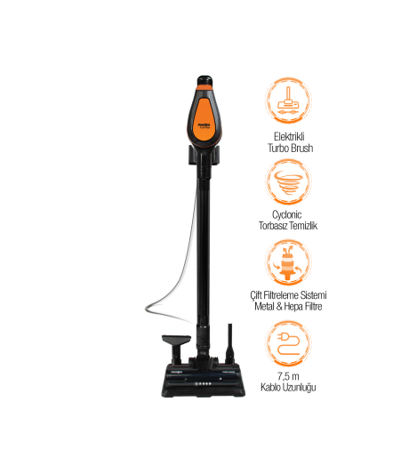 Fantom Pluto P 6000 Cyclone Dikey Elektrikli Süpürge Siyah - Fantom