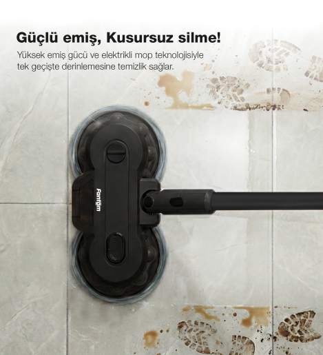 Fantom Pluto P 6100 Plus Cyclone Elektrikli Moplu Dikey Süpürge Siyah - 7