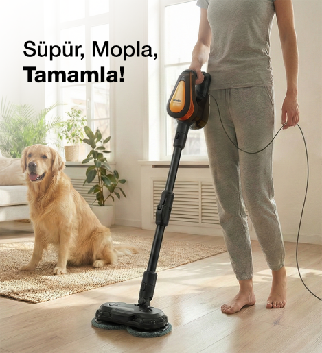 Fantom Pluto P 6100 Plus Cyclone Elektrikli Moplu Dikey Süpürge Siyah - 13