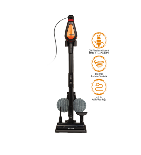 Fantom Pluto P 6100 Plus Cyclone Elektrikli Moplu Dikey Süpürge Siyah - Fantom