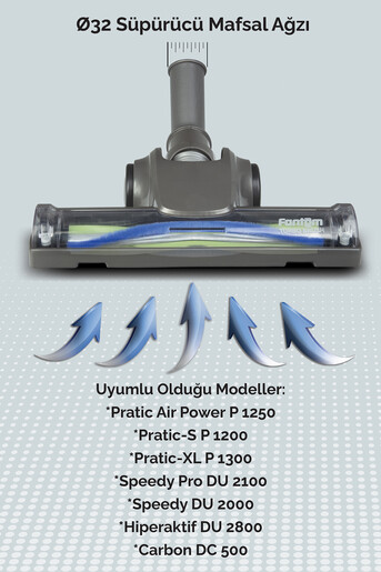 Fantom Pratic Aır Power P 1250 Antrasit Torbasız Dönebilen Turbo Başlıklı Dikey Süpürge - 10