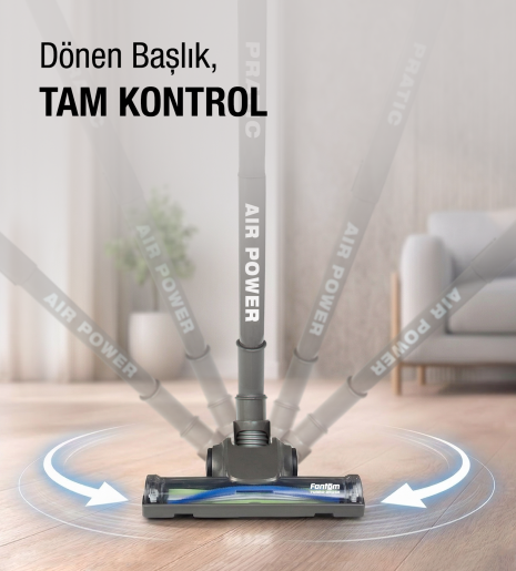 Fantom Pratic Aır Power P 1250 Antrasit Torbasız Dönebilen Turbo Başlıklı Dikey Süpürge - 6