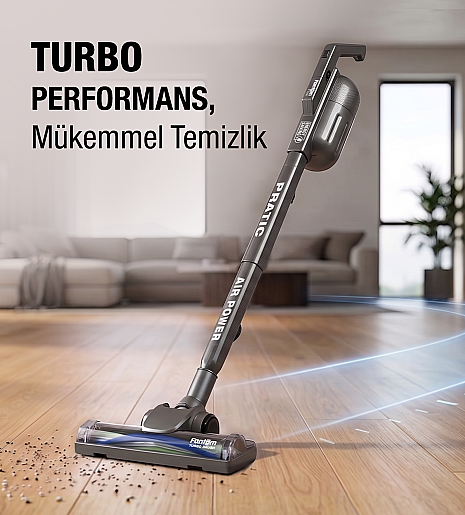Fantom Pratic Aır Power P 1250 Antrasit Torbasız Dönebilen Turbo Başlıklı Dikey Süpürge - 7
