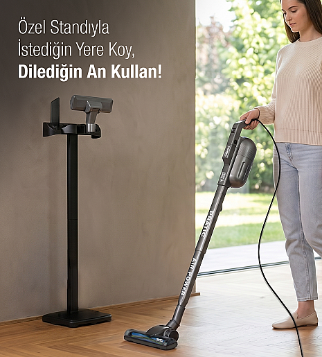 Fantom Pratic Aır Power P 1250 Antrasit Torbasız Dönebilen Turbo Başlıklı Dikey Süpürge - 14