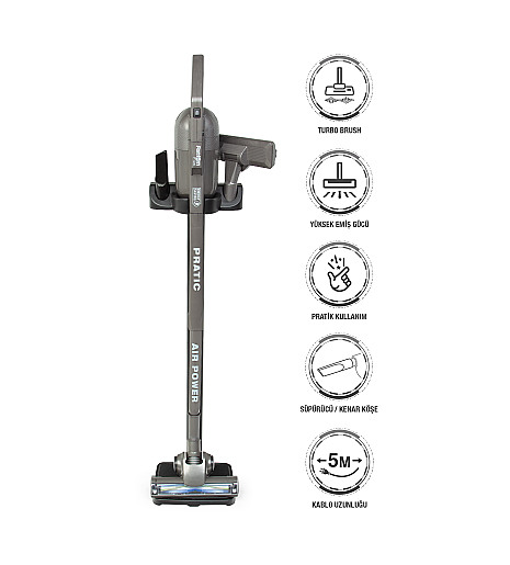 Fantom Pratıc Aır Power P 1250 Antrasit Torbasız Dönebilen Turbo Başlıklı Dikey Süpürge - 1