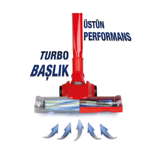  Fantom Pratic Aır Power P 1250 Kırmızı Torbasız Dönebilen Turbo Başlıklı Dikey Süpürge - 6