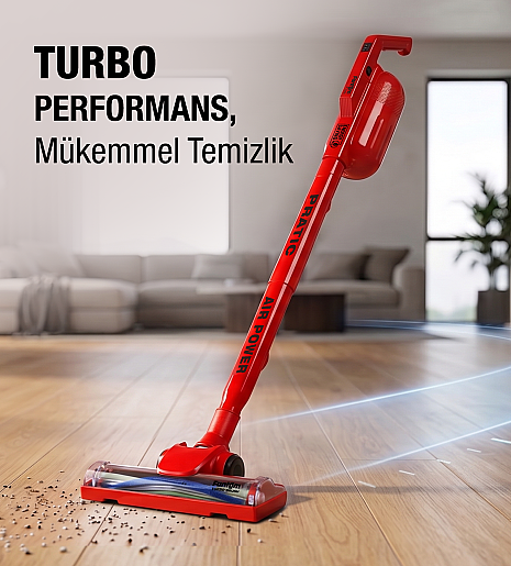  Fantom Pratic Aır Power P 1250 Kırmızı Torbasız Dönebilen Turbo Başlıklı Dikey Süpürge - 5