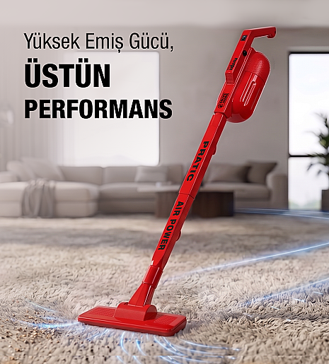 Fantom Pratic Aır Power P 1250 Kırmızı Torbasız Dönebilen Turbo Başlıklı Dikey Süpürge - 6