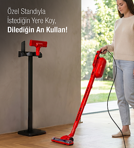  Fantom Pratic Aır Power P 1250 Kırmızı Torbasız Dönebilen Turbo Başlıklı Dikey Süpürge - 12