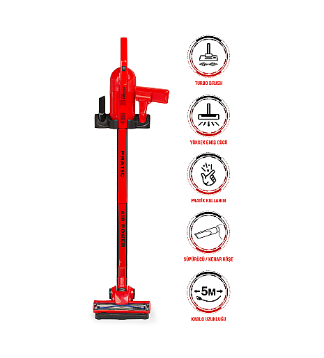  Fantom Pratıc Aır Power P 1250 Kırmızı Torbasız Dönebilen Turbo Başlıklı Dikey Süpürge 