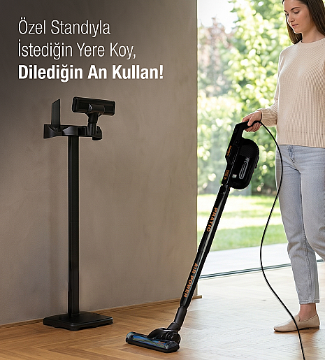 Fantom Pratic Aır Power P 1250 Siyah Torbasız Dönebilen Turbo Başlıklı Dikey Süpürge - 14
