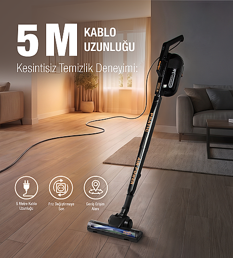 Fantom Pratıc Aır Power P 1250 Siyah Torbasız Dönebilen Turbo Başlıklı Dikey Süpürge - 15