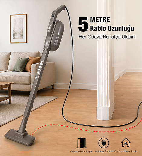 Fantom Pratıc-S P 1200 Toz Torbasız Dikey Süpürge Antrasit - 13