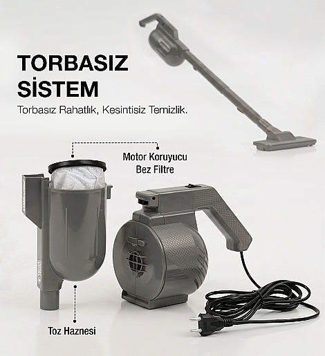 Fantom Pratıc-S P 1200 Toz Torbasız Dikey Süpürge Antrasit - 12