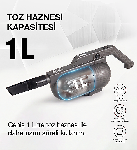 Fantom Pratıc-S P 1200 Toz Torbasız Dikey Süpürge Antrasit - 11