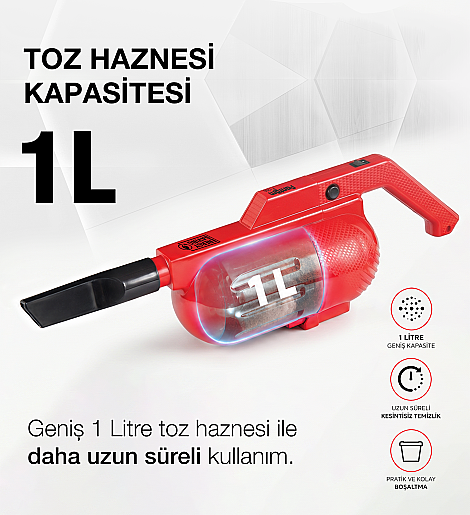 Fantom Pratıc-S P 1200 Toz Torbasız Dikey Süpürge Kırmızı - 11