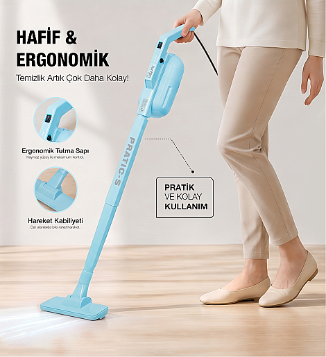 Fantom Pratıc-S P 1200 Toz Torbasız Dikey Süpürge Mavi - 10