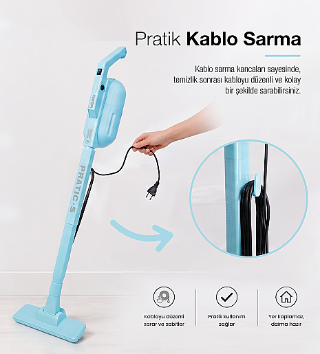 Fantom Pratıc-S P 1200 Toz Torbasız Dikey Süpürge Mavi - 14