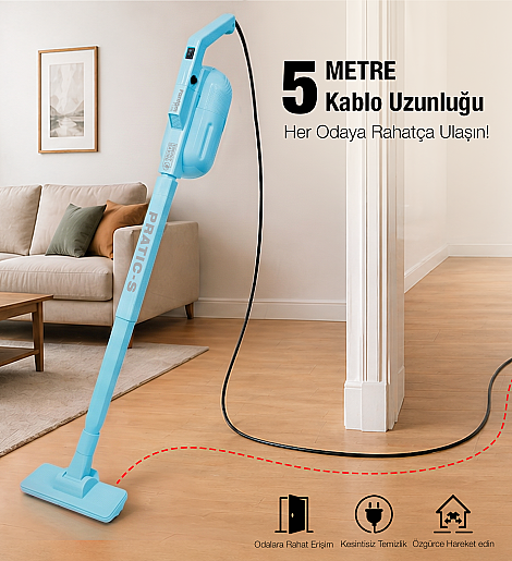 Fantom Pratıc-S P 1200 Toz Torbasız Dikey Süpürge Mavi - 13