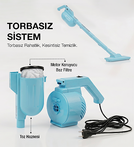 Fantom Pratıc-S P 1200 Toz Torbasız Dikey Süpürge Mavi - 12