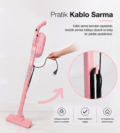 Fantom Pratıc-S P 1200 Toz Torbasız Dikey Süpürge Pembe - 14