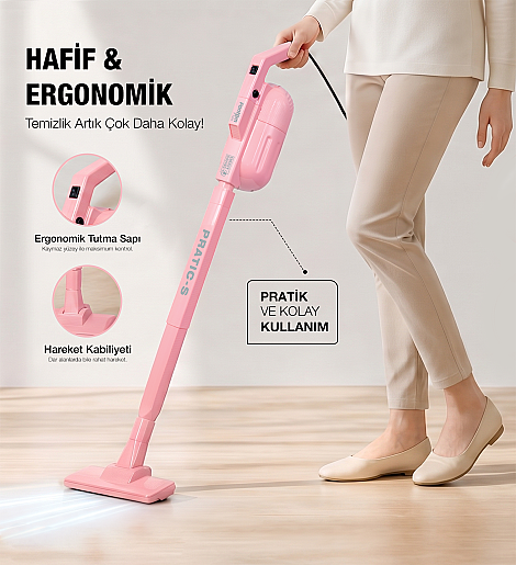 Fantom Pratıc-S P 1200 Toz Torbasız Dikey Süpürge Pembe - 10