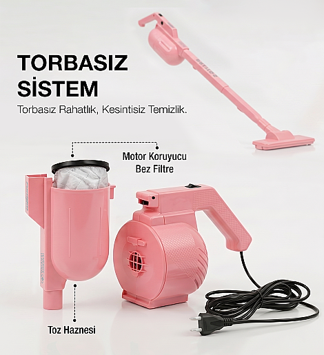 Fantom Pratıc-S P 1200 Toz Torbasız Dikey Süpürge Pembe - 12