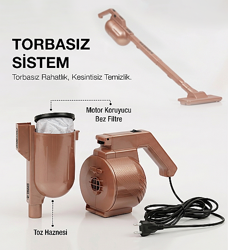 Fantom Pratıc-S P 1200 Toz Torbasız Dikey Süpürge Rose Gold - 12