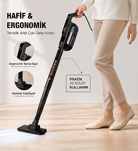 Fantom Pratıc-S P 1200 Toz Torbasız Dikey Süpürge Siyah - 10