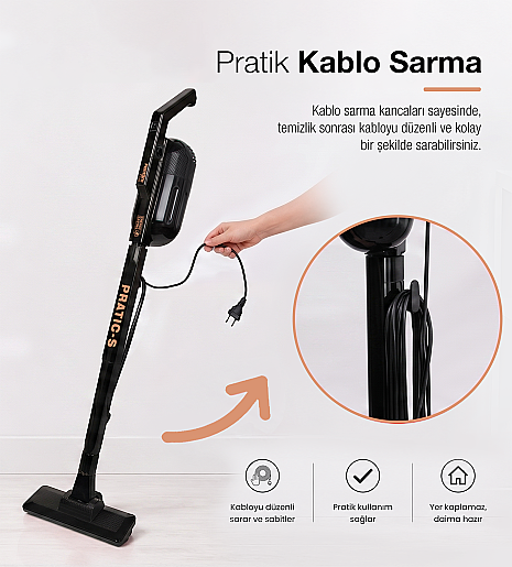 Fantom Pratıc-S P 1200 Toz Torbasız Dikey Süpürge Siyah - 14