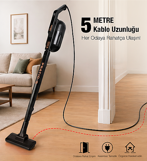 Fantom Pratıc-S P 1200 Toz Torbasız Dikey Süpürge Siyah - 13