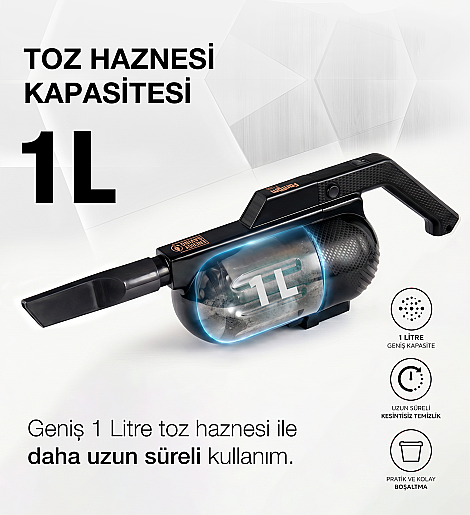 Fantom Pratıc-S P 1200 Toz Torbasız Dikey Süpürge Siyah - 11