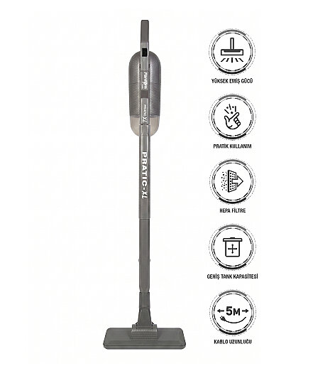 Fantom Pratıc-XL P 1300 Toz Torbasız Dikey Süpürge Antrasit - FANTOM