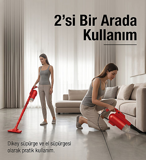 Fantom Pratıc-XL P 1300 Toz Torbasız Dikey Süpürge Kırmızı - 7