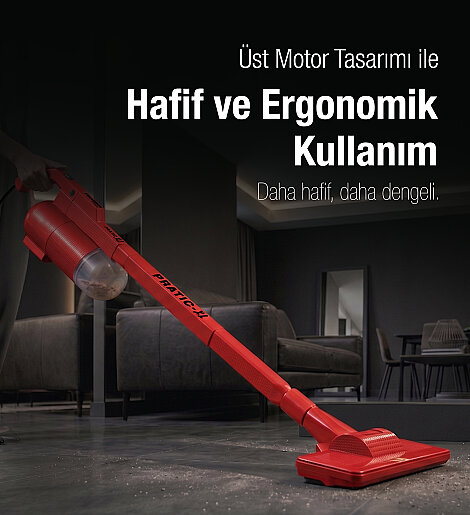Fantom Pratıc-XL P 1300 Toz Torbasız Dikey Süpürge Kırmızı - 8